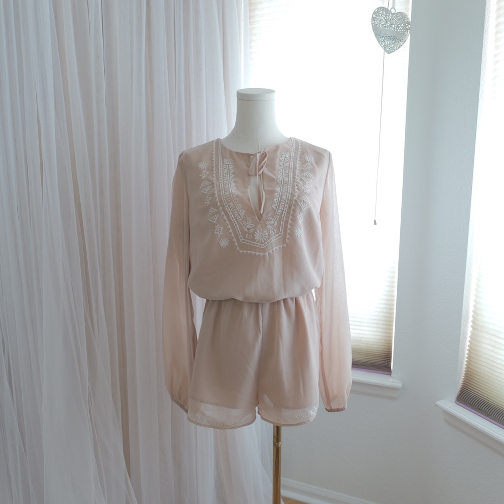 Forever 21 Nude Embroidered Romper